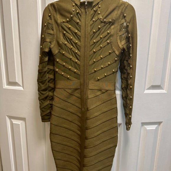 Bandage Dress Olive With Gold beads - Picture 4 of 5